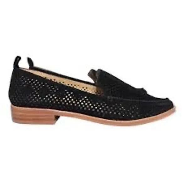 Dolce Vita Women's Black Suede Perforated Loafers Size 8.5