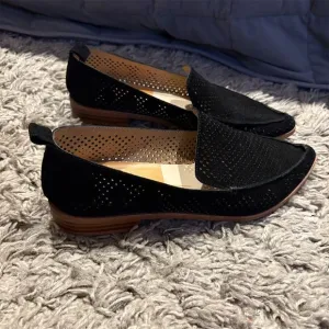 Dolce Vita Women's Black Suede Perforated Loafers Size 8.5