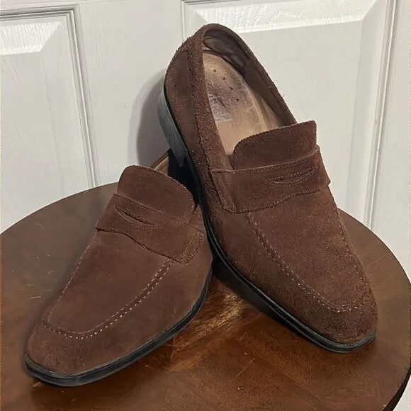 🔥🔥DONALD by Donald J Pliner Brown Leather Suede Slip-on Loafers  - Men Sz 11.5