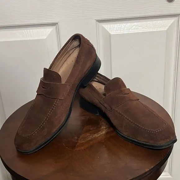 🔥🔥DONALD by Donald J Pliner Brown Leather Suede Slip-on Loafers  - Men Sz 11.5