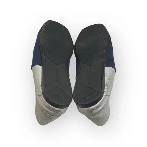 Donald J Pliner® ༄ Audra Leather Espadrille Flats ༄ Navy   White Metallic ༄ 9.5M