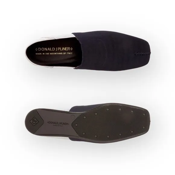 Donald J Pliner® ༄ Audra Leather Espadrille Flats ༄ Navy   White Metallic ༄ 9.5M
