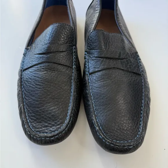 Donald J. Pliner Black and Blue Slip-On Loafers with Textured Finish