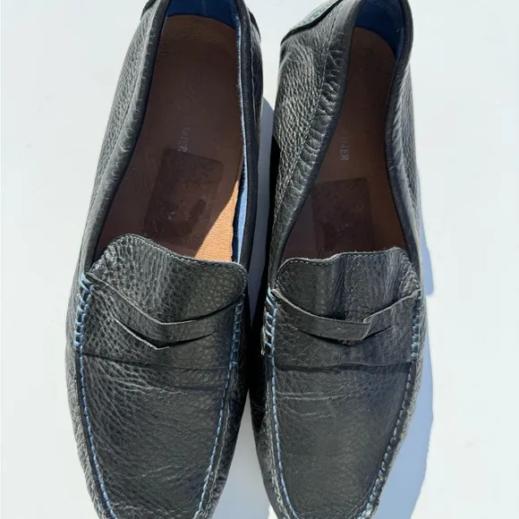 Donald J. Pliner Black and Blue Slip-On Loafers with Textured Finish