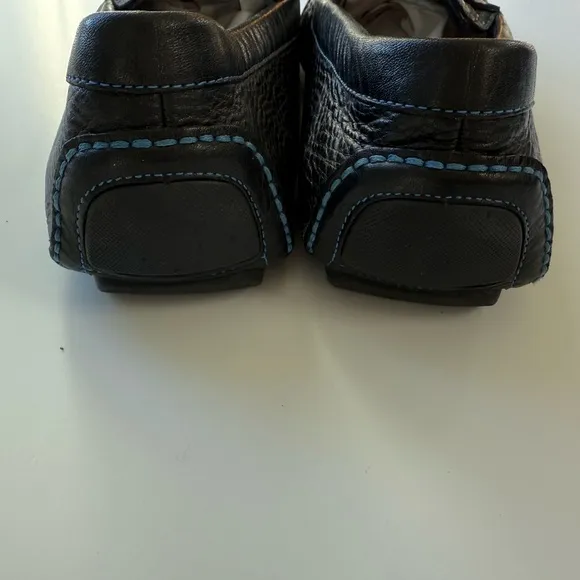 Donald J. Pliner Black and Blue Slip-On Loafers with Textured Finish