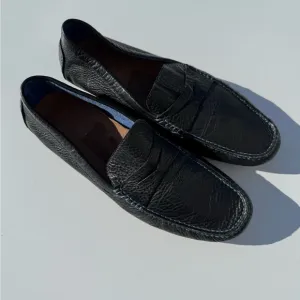 Donald J. Pliner Black and Blue Slip-On Loafers with Textured Finish