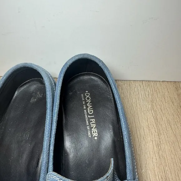 Donald J Pliner Horsebit Slip On Men Blue Loafers 8