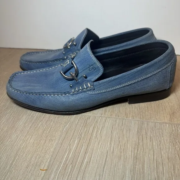 Donald J Pliner Horsebit Slip On Men Blue Loafers 8