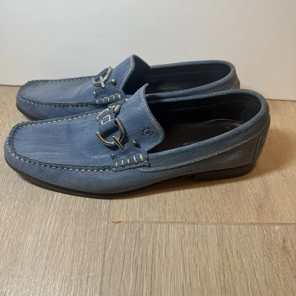 Donald J Pliner Horsebit Slip On Men Blue Loafers 8