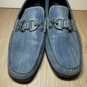 Donald J Pliner Horsebit Slip On Men Blue Loafers 8