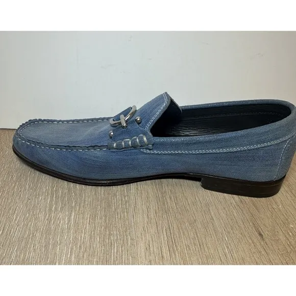 Donald J Pliner Horsebit Slip On Men Blue Loafers 8