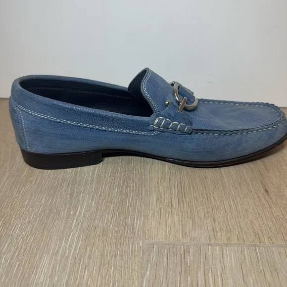 Donald J Pliner Horsebit Slip On Men Blue Loafers 8