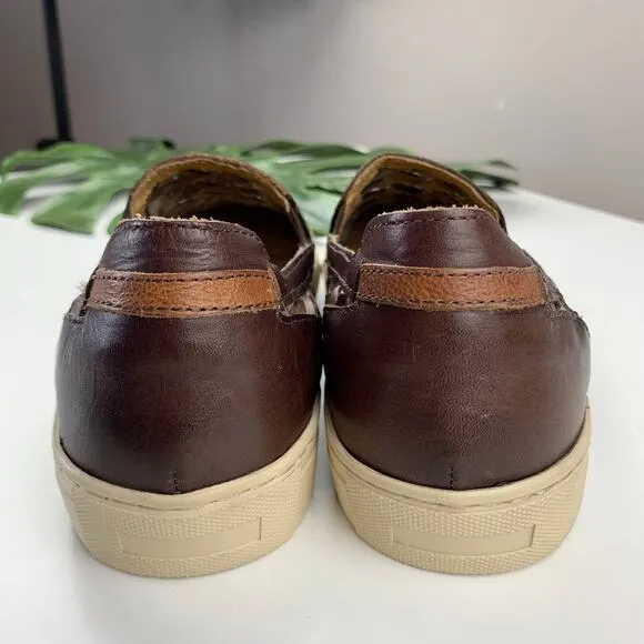 Donald J Pliner Karter Casual Sneakers Brown Woven Leather Slip On Men's 8