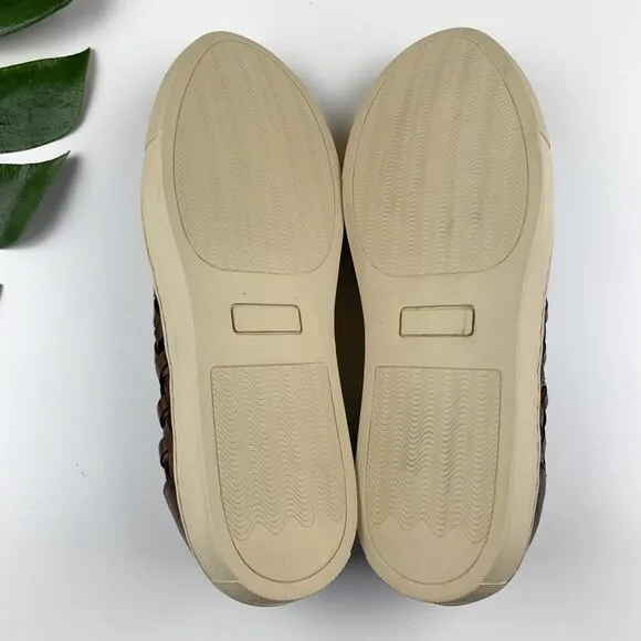 Donald J Pliner Karter Casual Sneakers Brown Woven Leather Slip On Men's 8