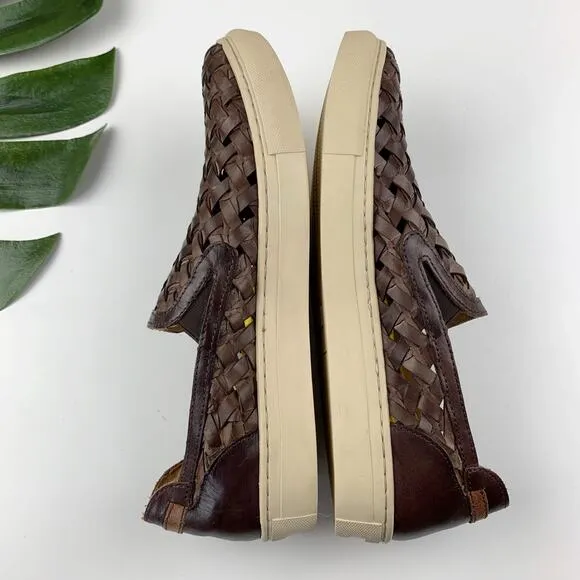 Donald J Pliner Karter Casual Sneakers Brown Woven Leather Slip On Men's 8
