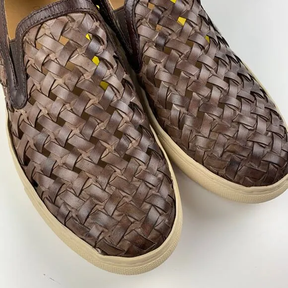 Donald J Pliner Karter Casual Sneakers Brown Woven Leather Slip On Men's 8
