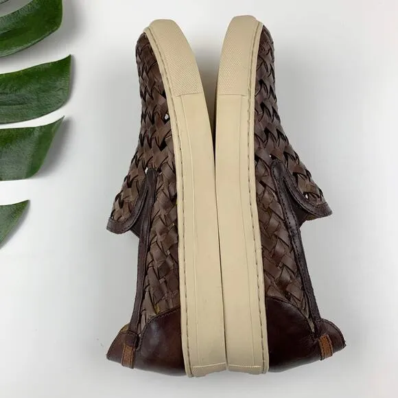 Donald J Pliner Karter Casual Sneakers Brown Woven Leather Slip On Men's 8