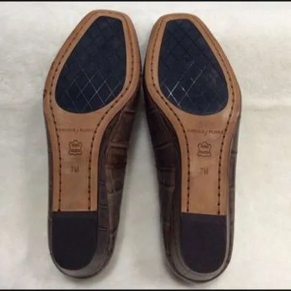 Donald J. Pliner Reptile Embossed Leather Flats