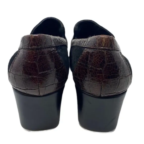 Donald J Pliner Sema Women Brown Croc-Print Leather Loafers