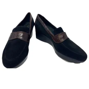 Donald J Pliner Sema Women Brown Croc-Print Leather Loafers