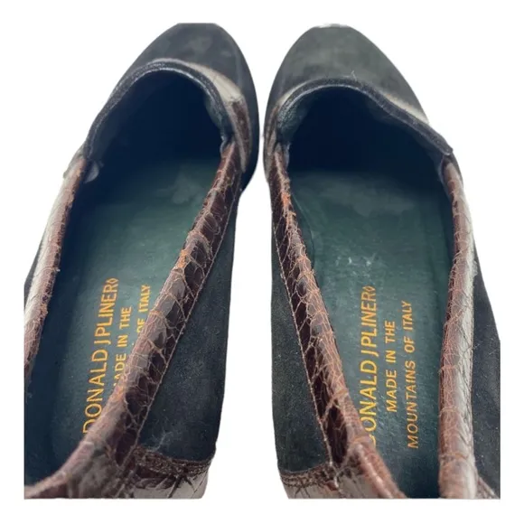 Donald J Pliner Sema Women Brown Croc-Print Leather Loafers