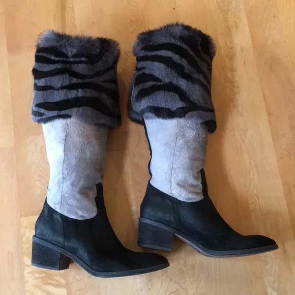 Donald J. Pliner Western Couture Zebra Fur Boots