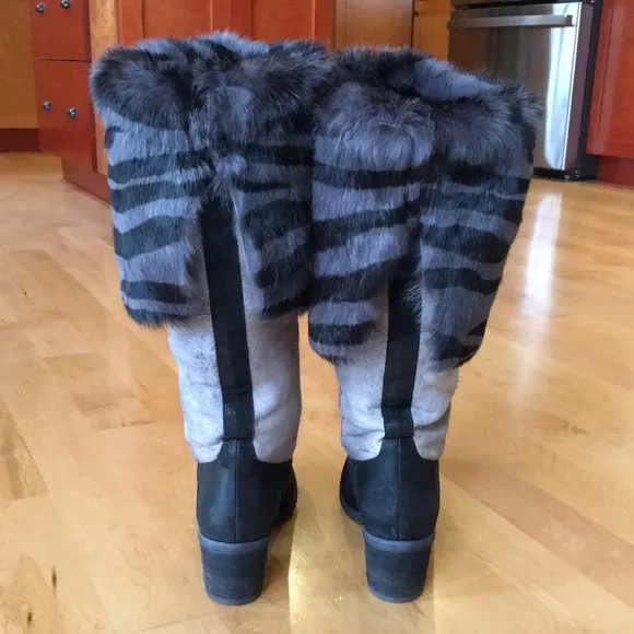 Donald J. Pliner Western Couture Zebra Fur Boots