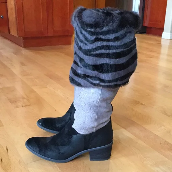 Donald J. Pliner Western Couture Zebra Fur Boots