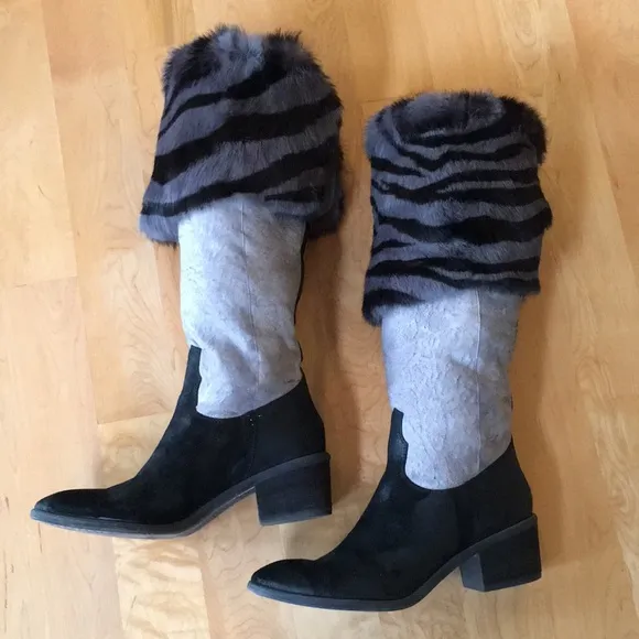 Donald J. Pliner Western Couture Zebra Fur Boots
