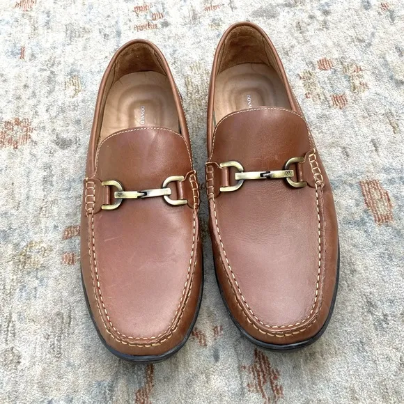 Donald Pliner Brown Leather Loafers Moccasins Sz 12