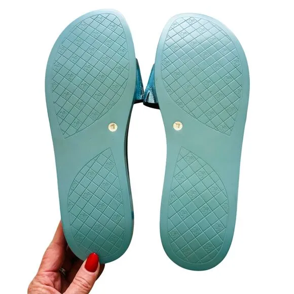 Donald Pliner Buckle Slides - Metallic Blue - Size 11 NWOB