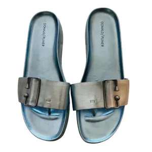 Donald Pliner Buckle Slides - Metallic Blue - Size 11 NWOB