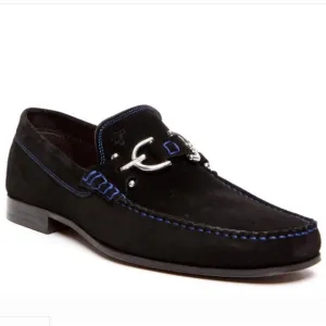 Donald Pliner Dacio Suede Loafers Black -‎ Size 10