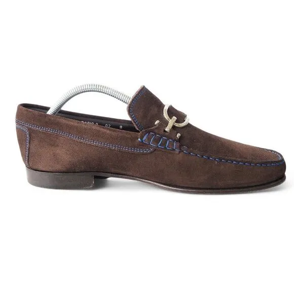 Donald Pliner Dacio Suede Casual Slip-on Loafers Expresso Brown / Blue Men's 9M