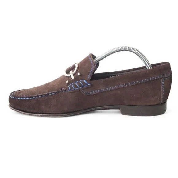Donald Pliner Dacio Suede Casual Slip-on Loafers Expresso Brown / Blue Men's 9M