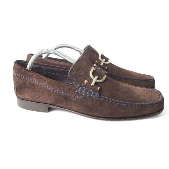 Donald Pliner Dacio Suede Casual Slip-on Loafers Expresso Brown / Blue Men's 9M