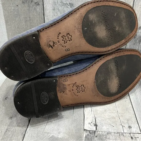 DONALD PLINER Men’s Blue Frayed Denim Look Leather Naper Casual Loafers Size 11