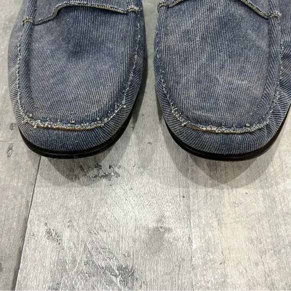 DONALD PLINER Men’s Blue Frayed Denim Look Leather Naper Casual Loafers Size 11
