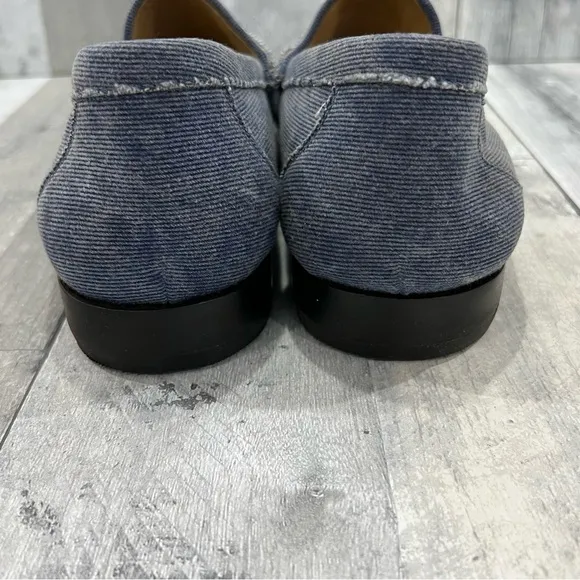 DONALD PLINER Men’s Blue Frayed Denim Look Leather Naper Casual Loafers Size 11