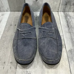 DONALD PLINER Men’s Blue Frayed Denim Look Leather Naper Casual Loafers Size 11