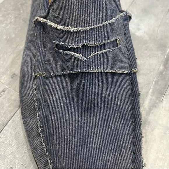 DONALD PLINER Men’s Blue Frayed Denim Look Leather Naper Casual Loafers Size 11