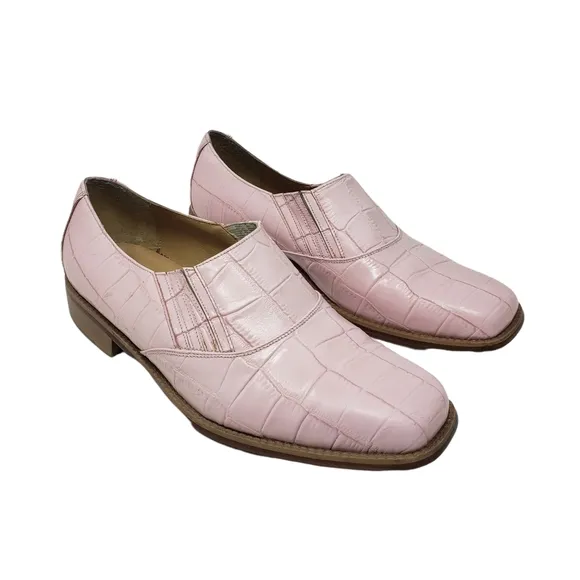 Donato Marrone Mens Size 10 Pink Leather Slip On Loafers Valentine's Day Retro