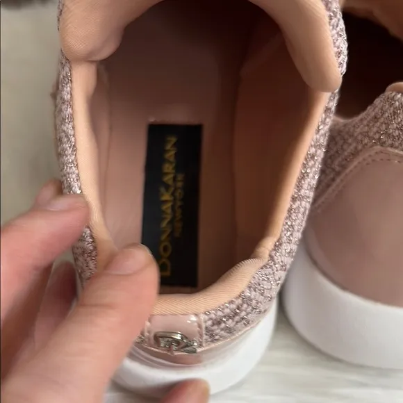 Donna Karen Pink Knit Slip-On Sneakers