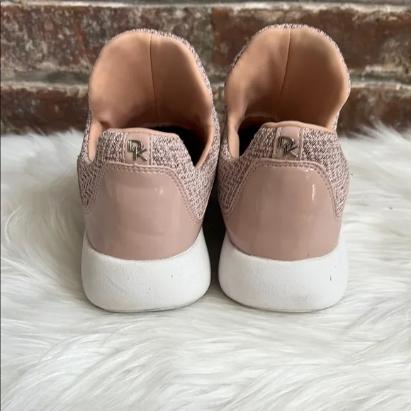 Donna Karen Pink Knit Slip-On Sneakers