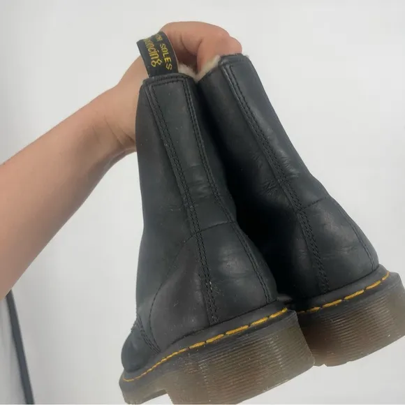 Dr. Doc Martens Serena Lined Womens Size 9 Soft Leather Combat Boots Black