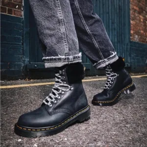 Dr Martens 1460 SERENA COLLAR FAUX FUR LINED LACE UP BOOTS PRICE FIRM