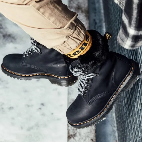 Dr. Martens 1460 Serena Collar Faux Fur Lined Lace Up Boots
