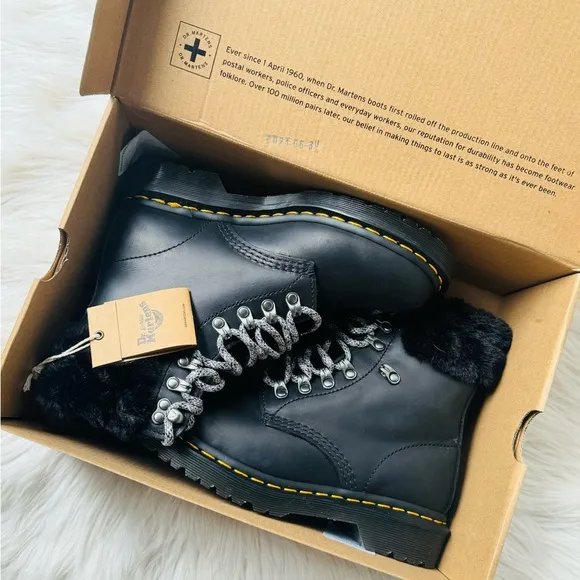 Dr. Martens 1460 Serena Collar Faux Fur Lined Lace Up Boots
