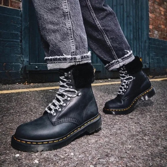 Dr. Martens 1460 Serena Collar Faux Fur Lined Lace Up Boots