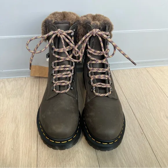 Dr Martens 1460 Serra Collar Faux Fur Lined Lace Up Boots